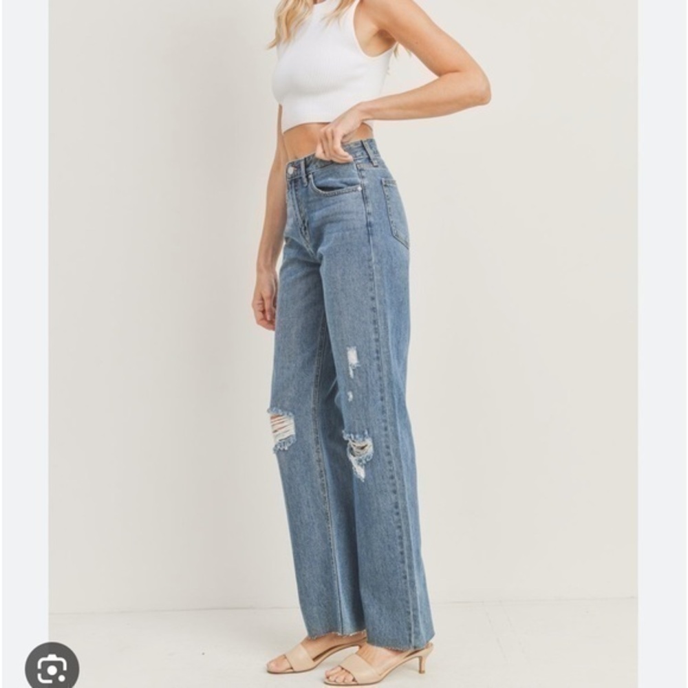 JBD Distressed Straight High Waist Crop Jeans Sz 30
